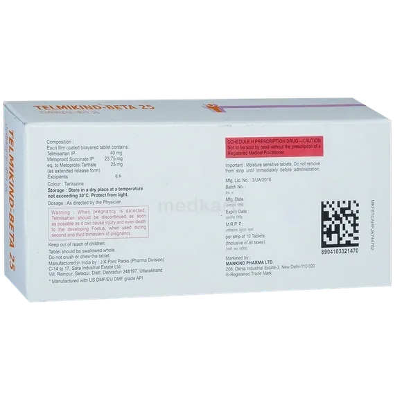 telmikind beta 25mg tablet 10's